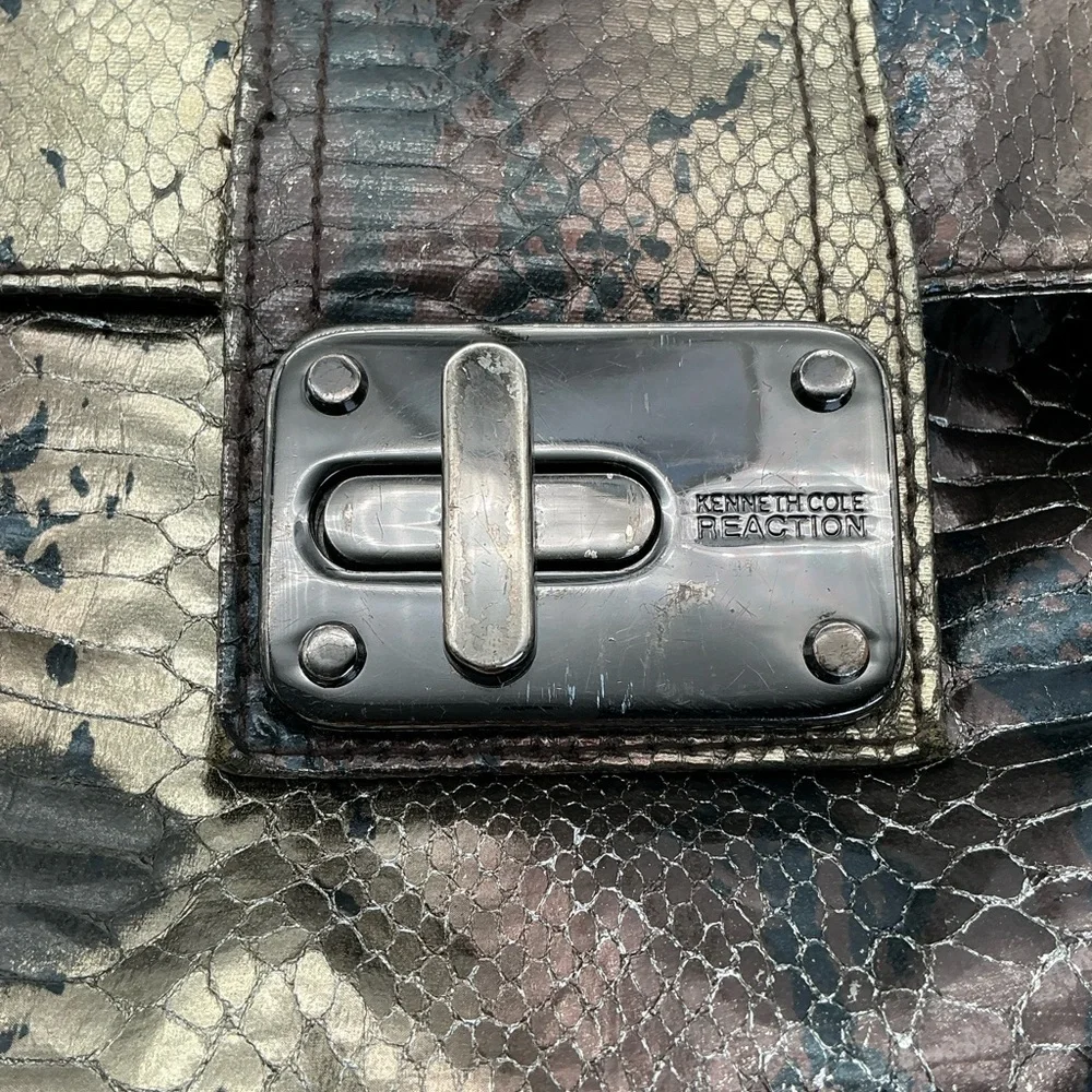 Kenneth‎ Cole Reaction Metallic Black Snake-Embossed Tote Bag